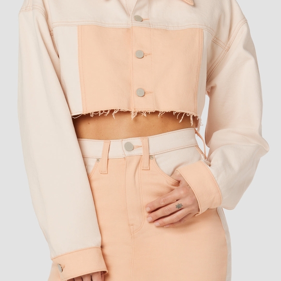 Hudson Jeans Jackets & Blazers - Hudson Jeans Orange and Cream Cropped Jean Jacket